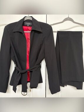 Larry Levine Black Jacket with Red Satin Lining